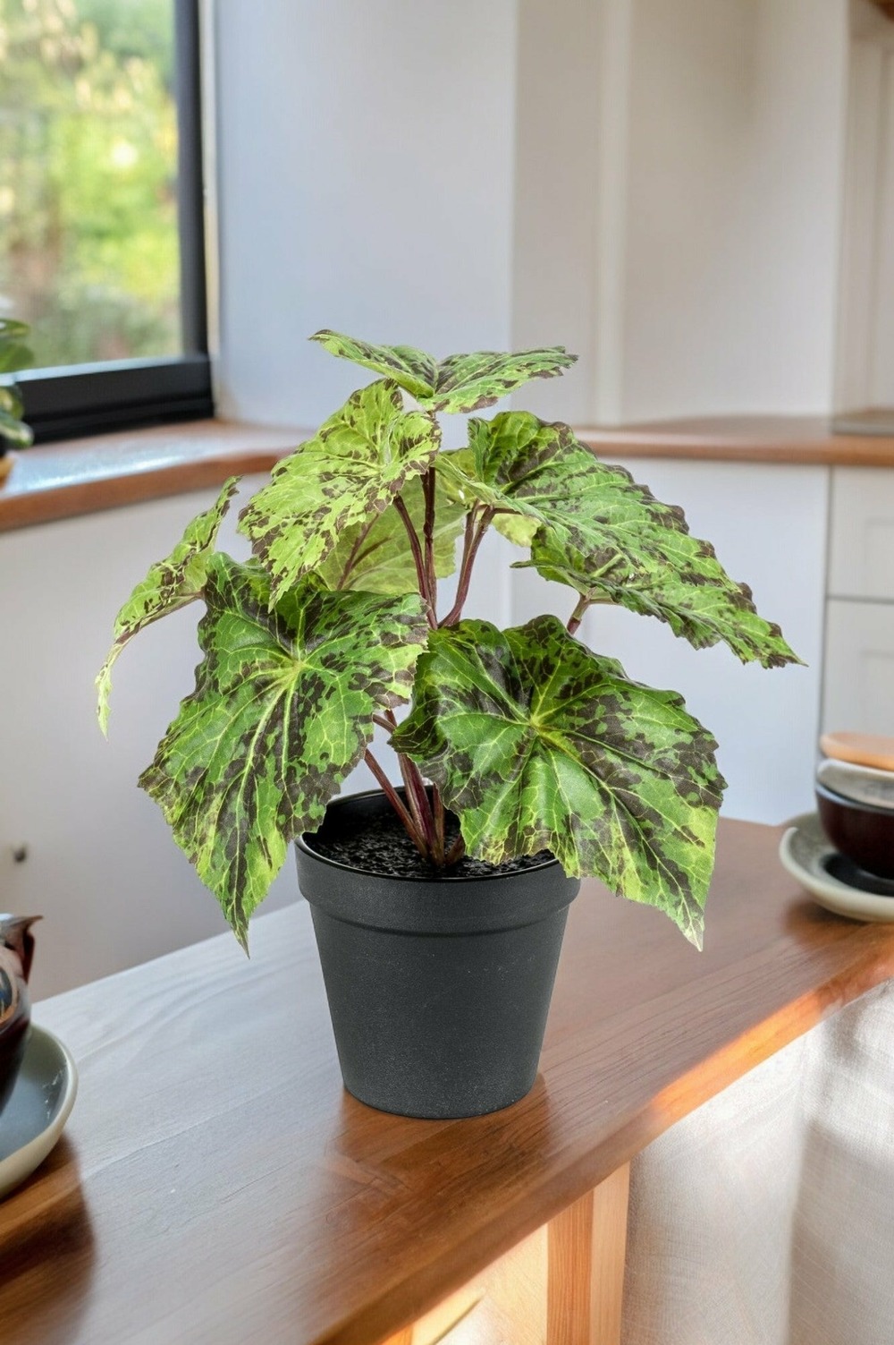 Begonia rex plante artificielle - h25cm, ø11cm