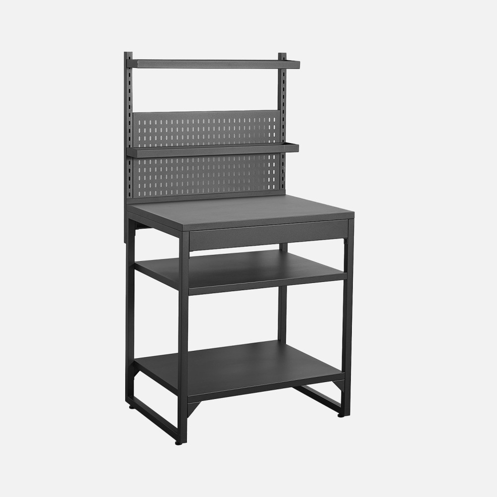 Module de cuisine extérieure acier 2 étagères 2 plateaux et support mural l80cm noir - kea