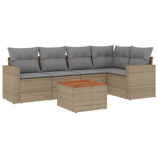 Salon de jardin avec coussins 6 pcs beige résine tressée