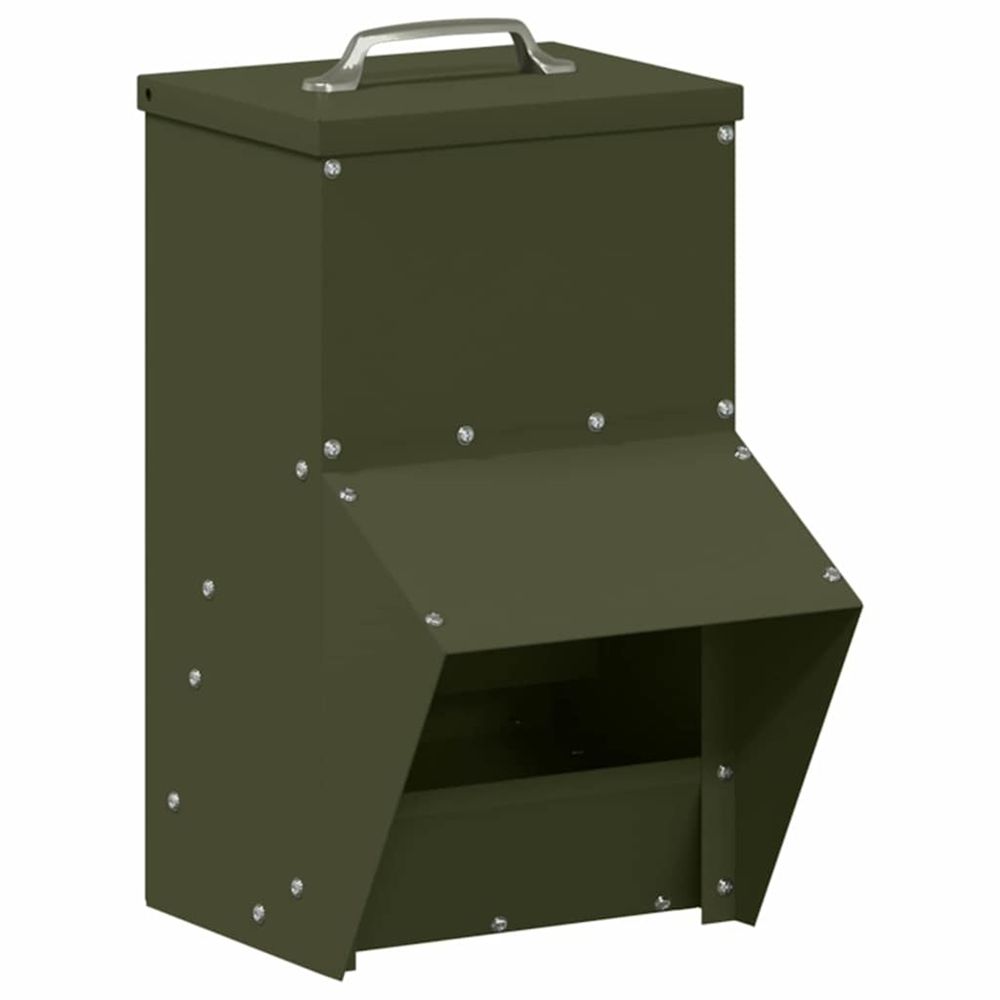 Mangeoire pour poules vert olive 20 x 25 x 35 cm