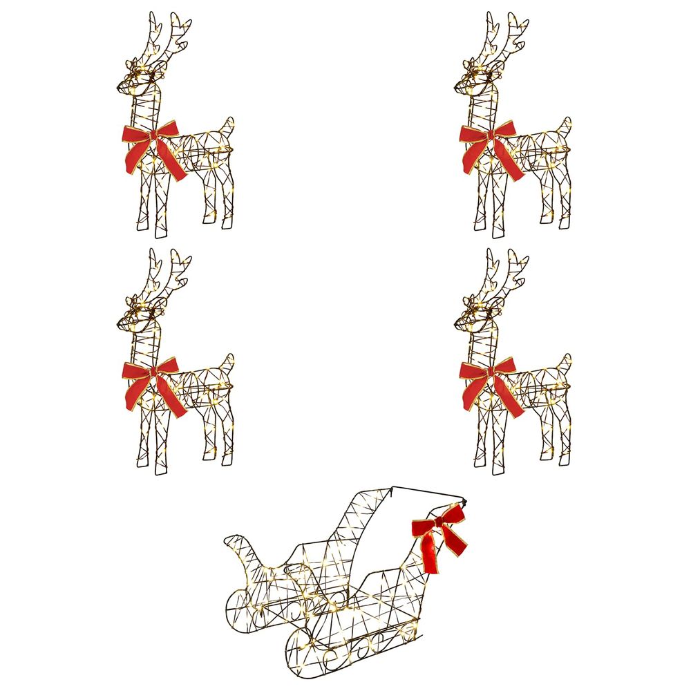 Renne de noël avec traîneau 5 pc 580 led blanc chaud