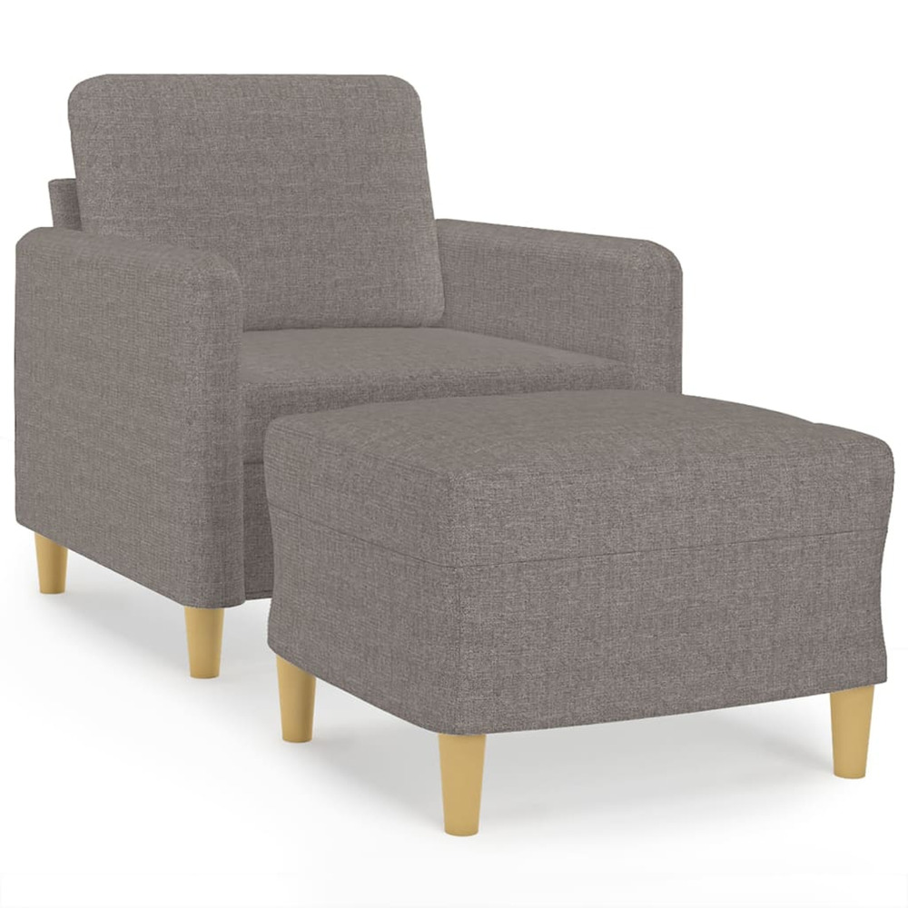 Fauteuil avec repose-pied taupe 60 cm tissu