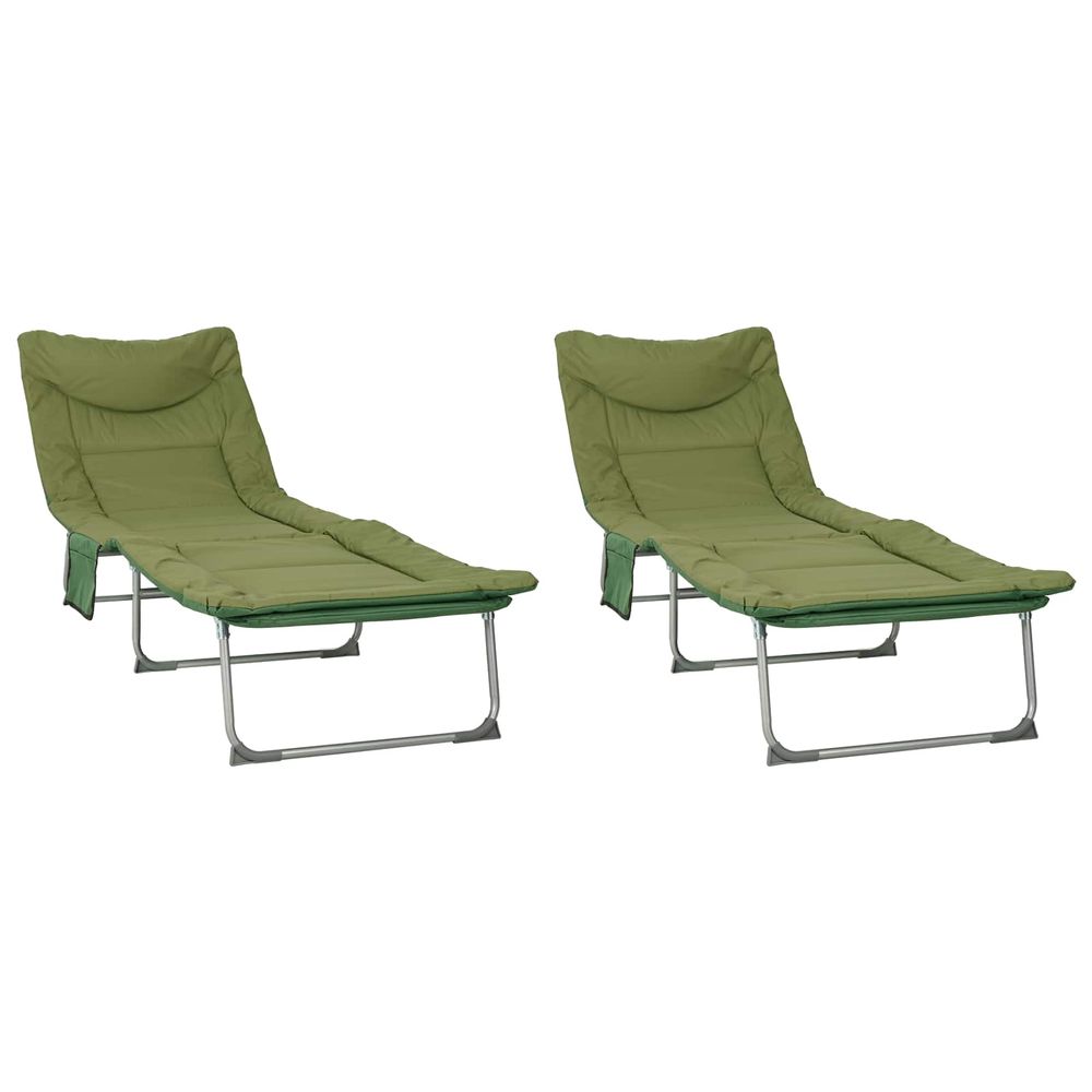 Transat pliant avec coussin 2 pc vert foncé