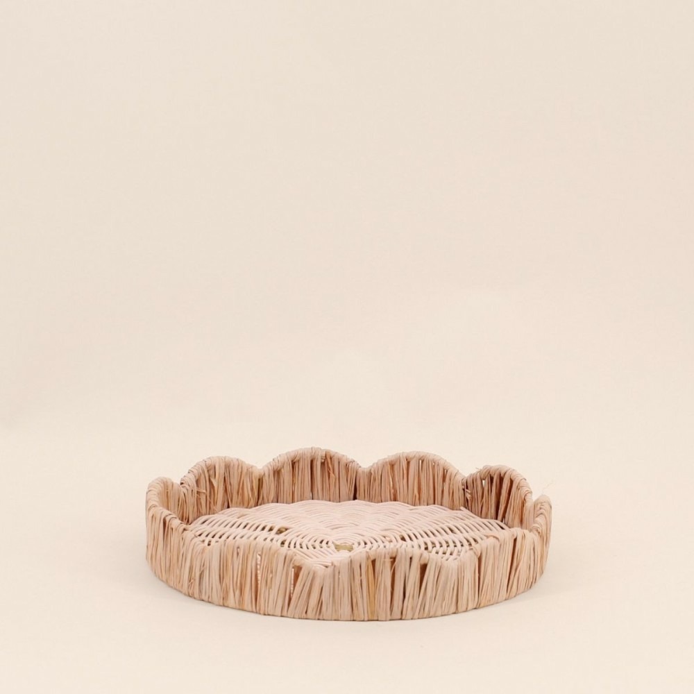 Plateau rond en rotin 25cm, festonne