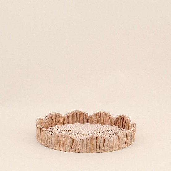 Plateau rond en rotin 25cm, festonne