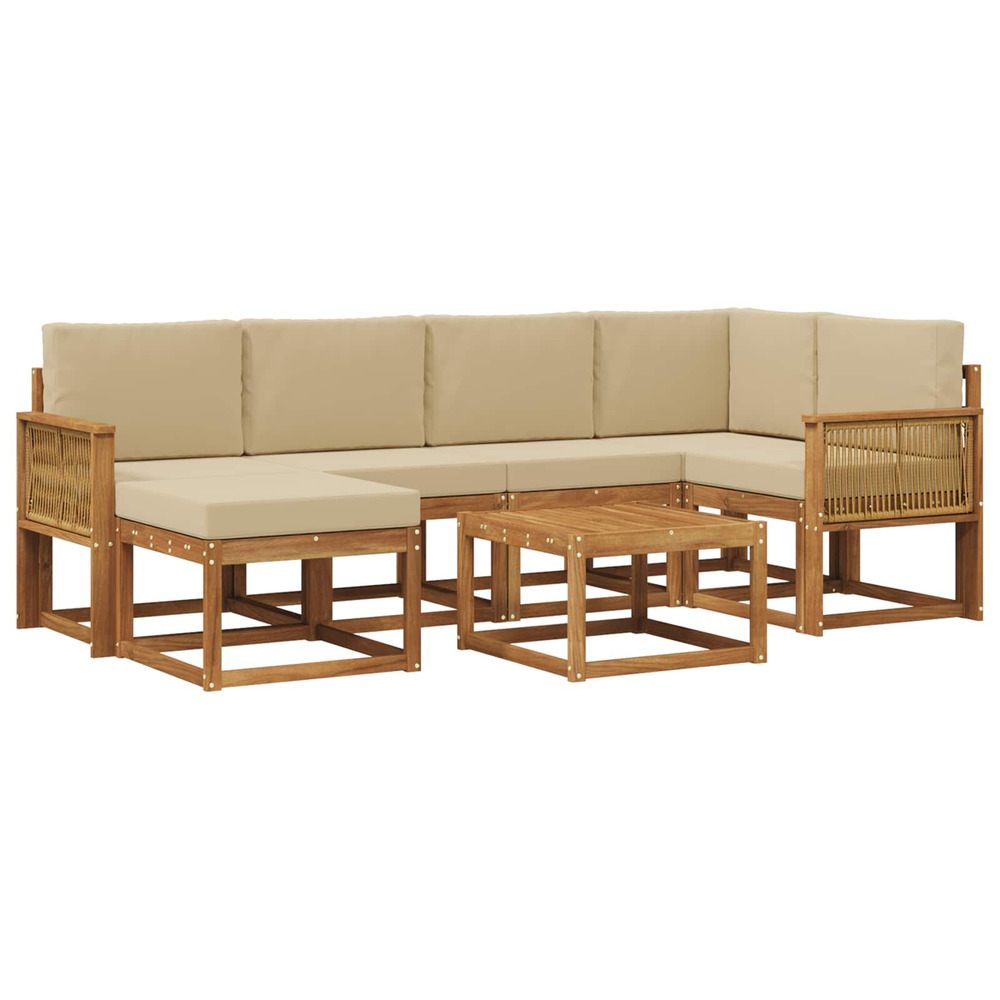 Ensemble de canapés d'extérieur 7 pcs naturel et beige