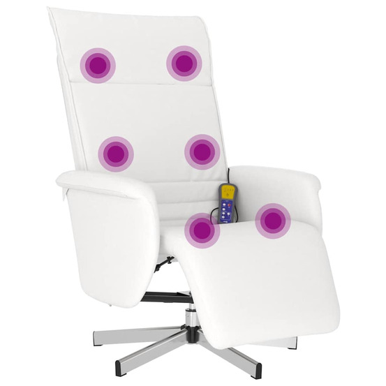 Fauteuil inclinable de massage repose-pieds blanc similicuir