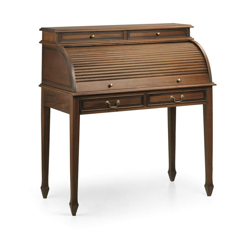 Bureau 10 tiroirs bronze bois marron - helvinia décoration d'autrefois