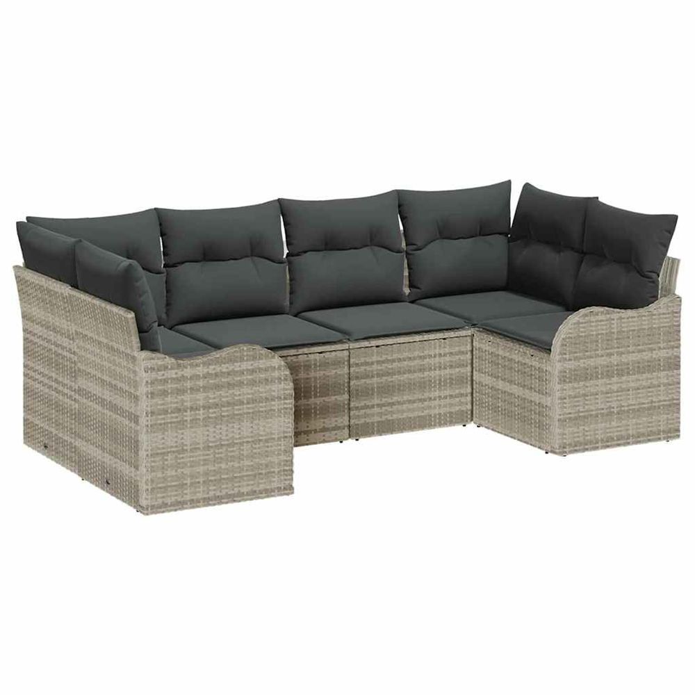 Ensemble de canapé de jardin 6 pc gris clair poly rotin