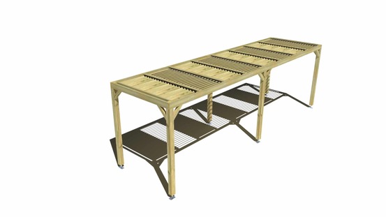 Pergola bois • 8m x 2m • indépendante • sens profondeur • lames orientables bioclimatiques incluses • livraison comprise