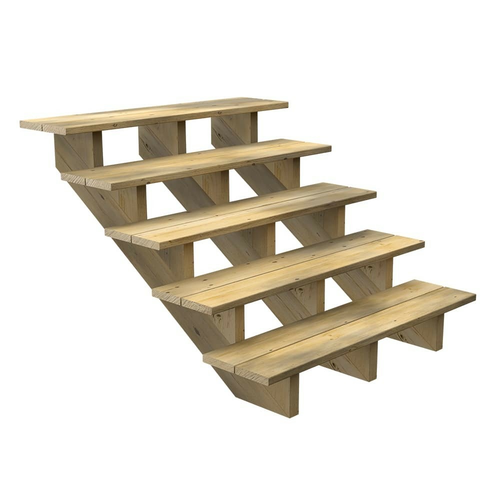 Escalier bois exterieur - 3 marches - largeur : 1m20 - hauteur : 85cm - sans contremarches - pin du nord