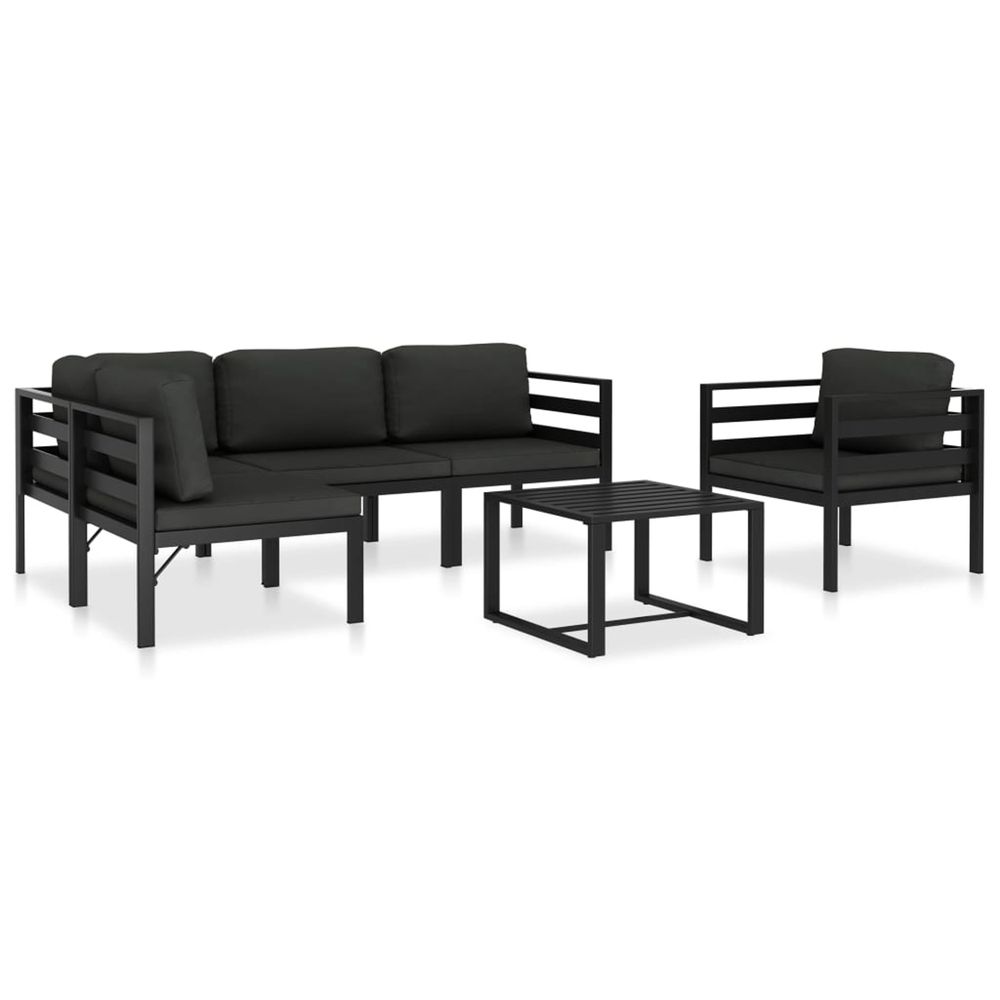 Salon de jardin 6 pcs avec coussins aluminium anthracite