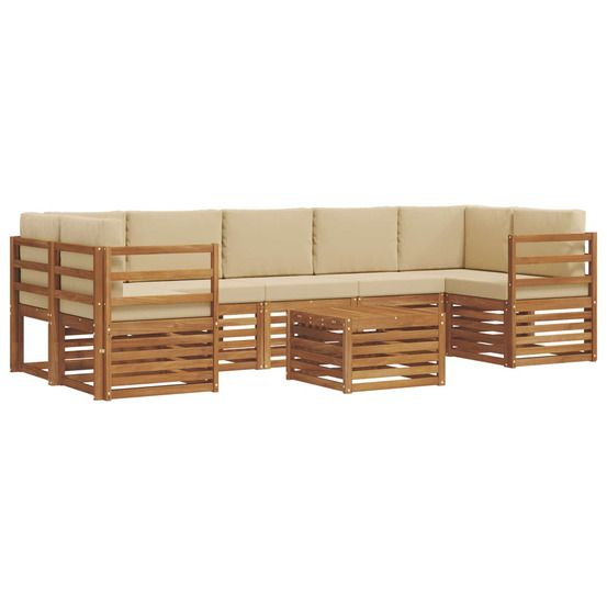 Ensemble de canapés d'extérieur 8 pc naturel et beige