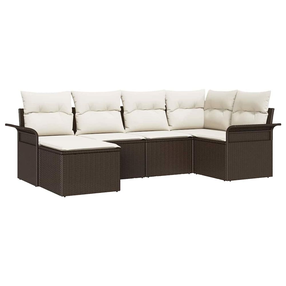 Ensemble de canapé de jardin 6 pc marron polyrotin