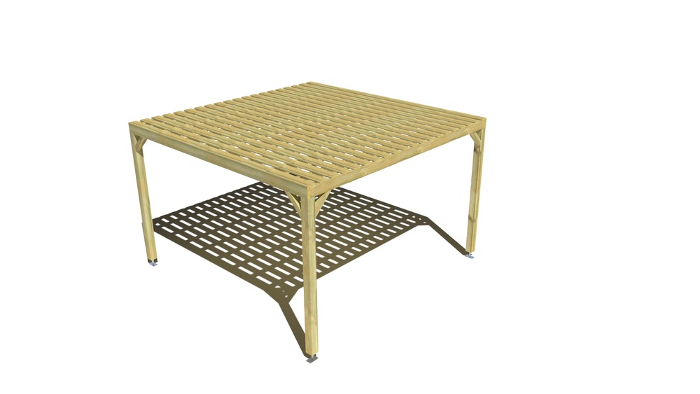 Pergola bois • 4m x 4m • indépendante • sens largeur • platelage bois • livraison comprise
