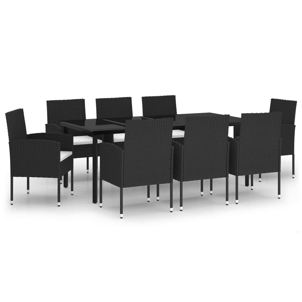 Ensemble à manger de jardin 9 pcs noir