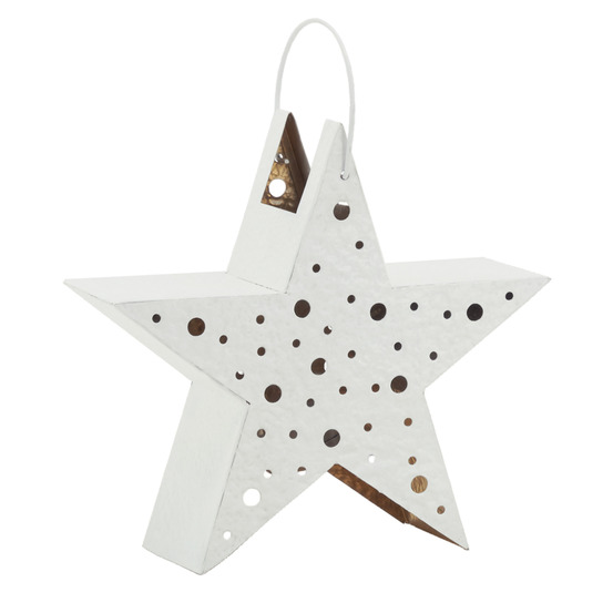 Lanterne étoile métal blanc