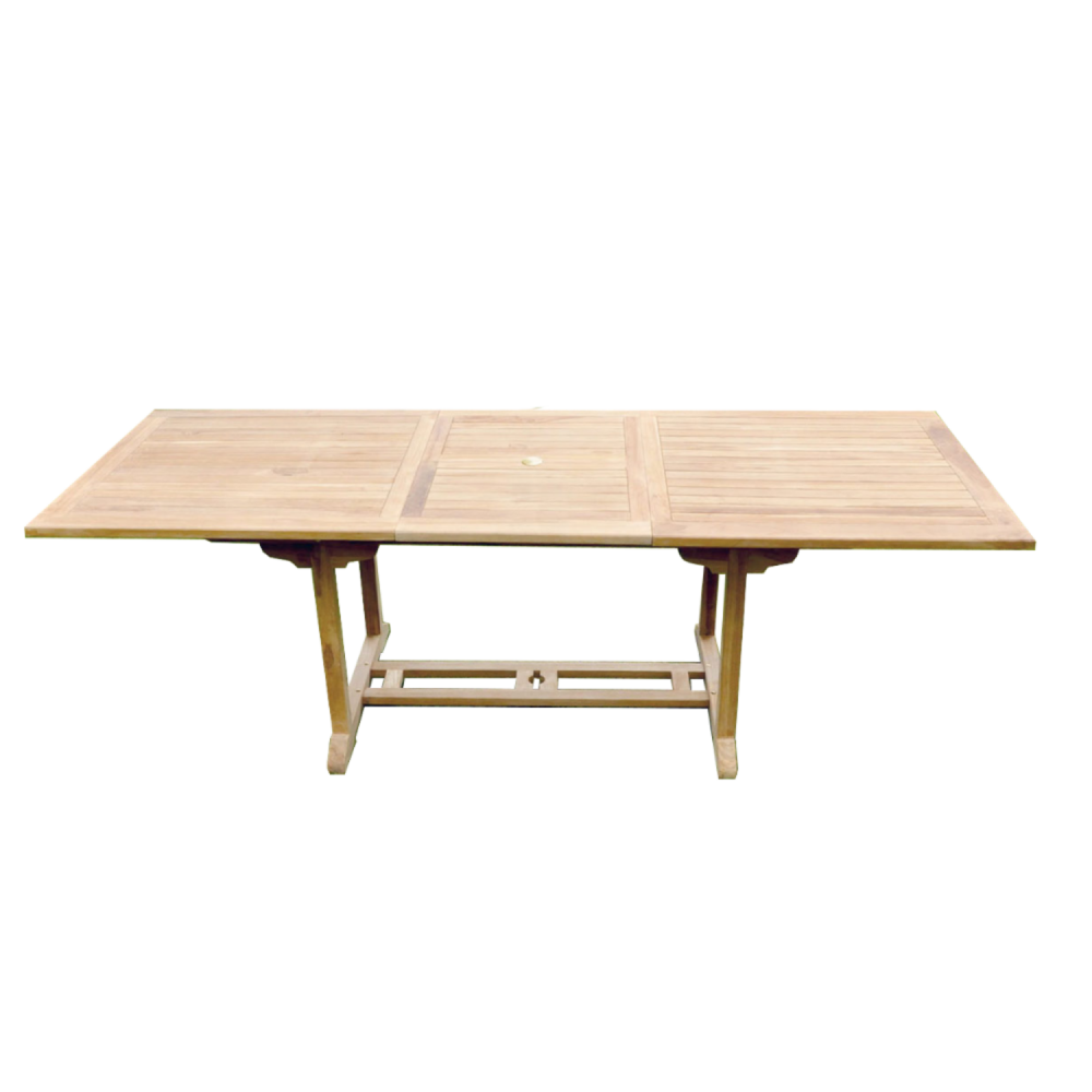 Table kajang 10 : table de jardin rectangle extensible en teck brut 10 personnes kajang