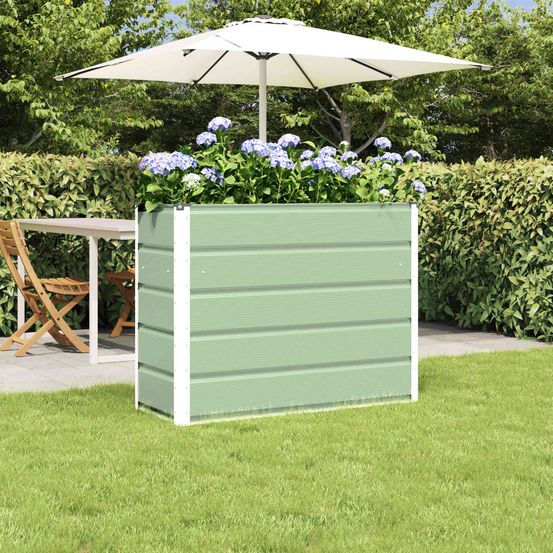Jardinière haute rectangulaire acier vert pour extérieur balcon 100x40x75 cm