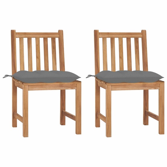 Chaises de jardin lot de 2 avec coussins bois de teck massif