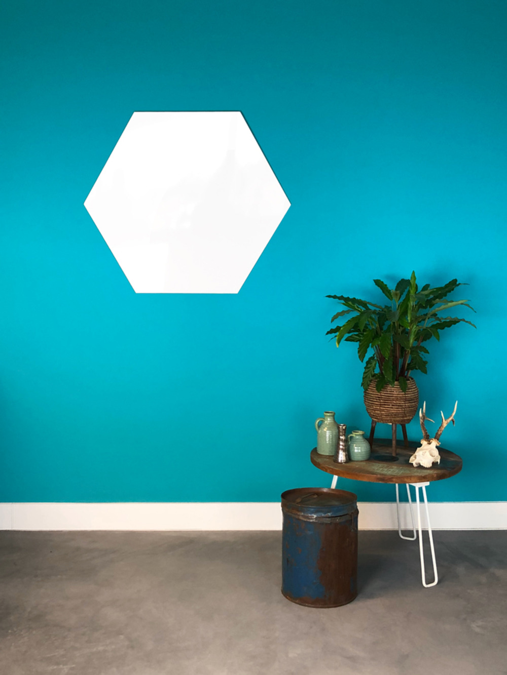 Tableau blanc sans cadre - hexagonal - 100 cm - magnétique