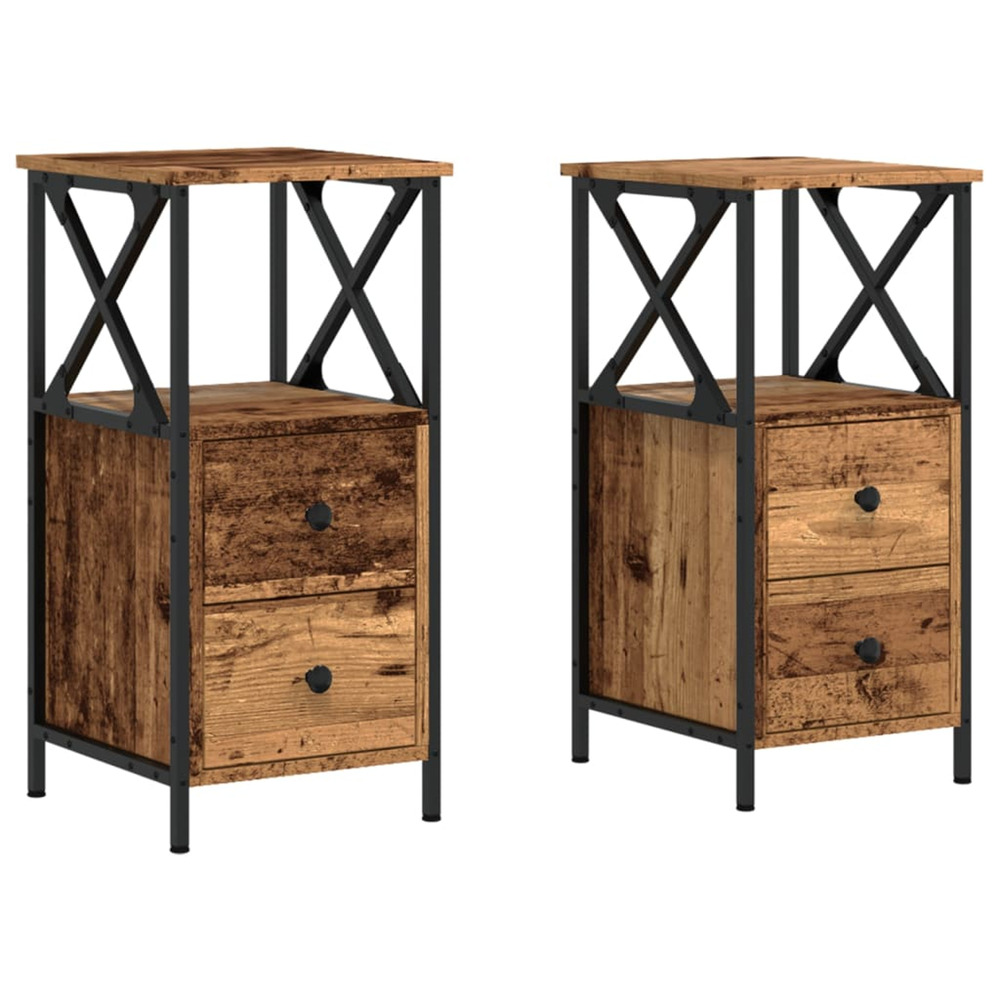 Tables de chevet 2 pcs vieux bois 34x35,5x70 cm bois ingénierie
