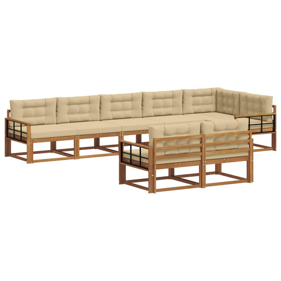 Ensemble de canapés d'extérieur 8 pcs naturel et beige