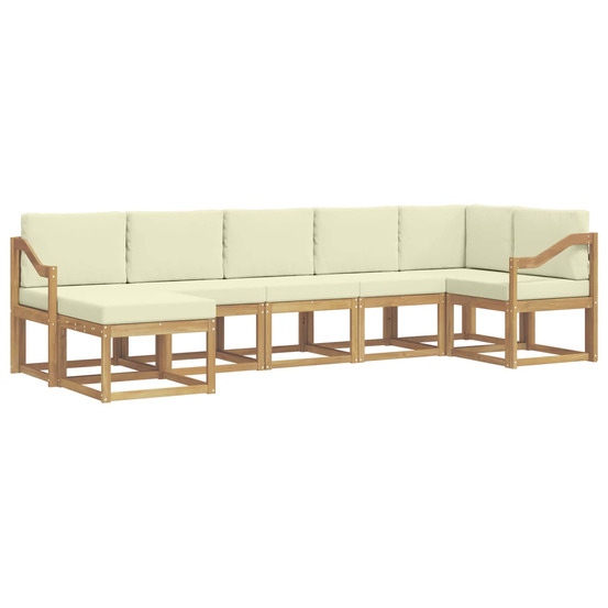 Ensemble de canapés d'extérieur 7 pcs blanc et crème polyester