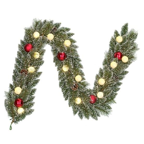 Black box trees kaprun guirlande vert givre rouge 15l tips 120 fonctionnant sur batterie et minuteur - l180xd25cm