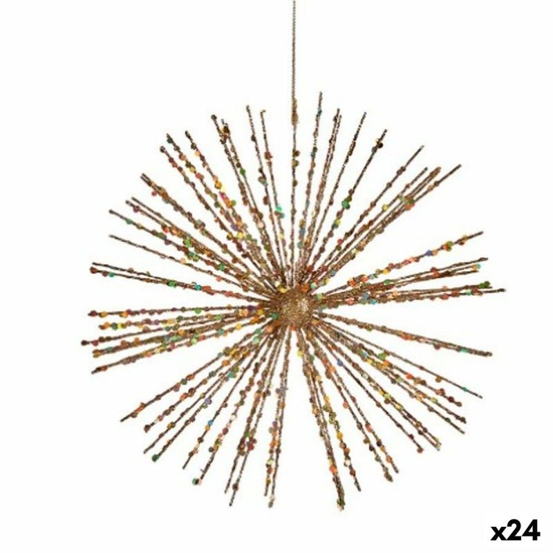 Décorations de noël étoile pendentif doré plastique 23 x 5 x 23 cm (24 unités)