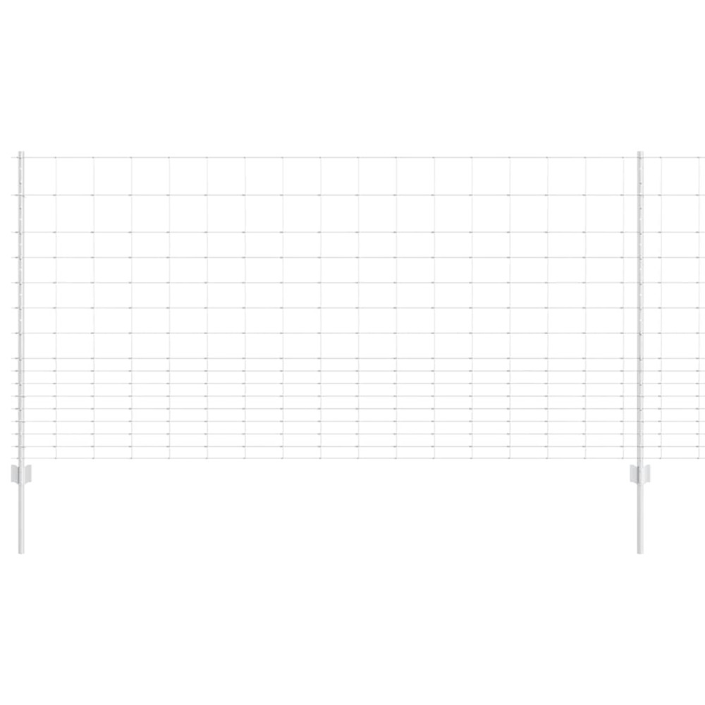 Clôture avec poteau argenté 1,2 x 25 m acier