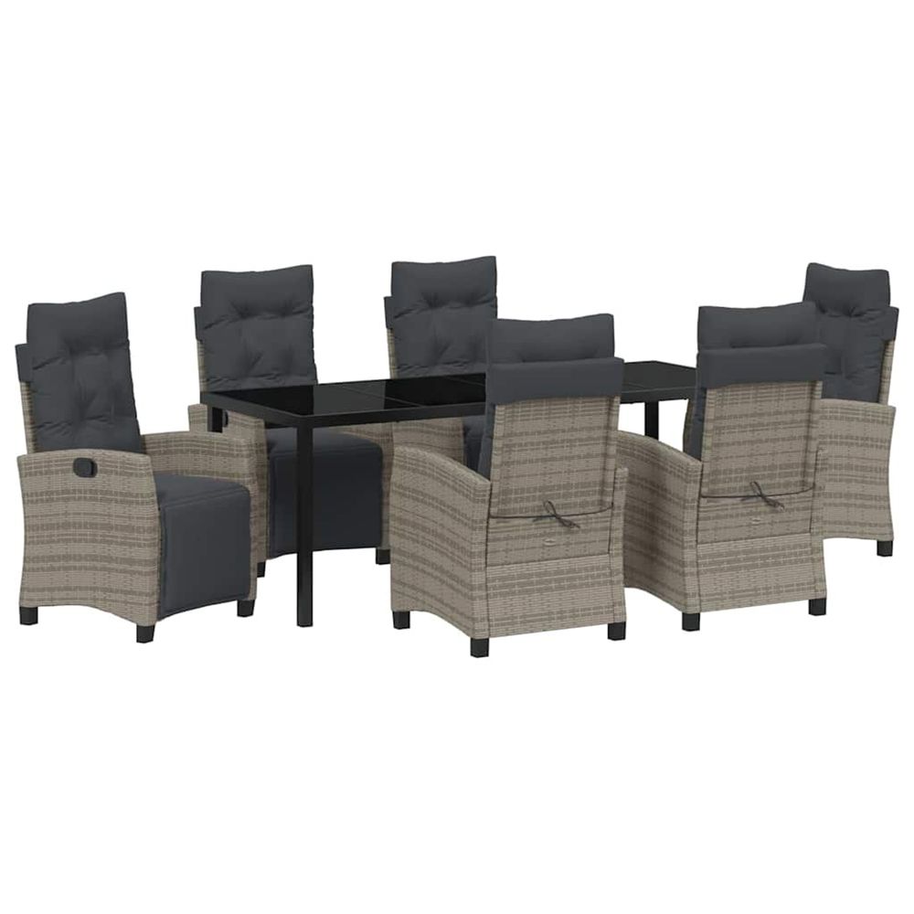 Ensemble de salle à manger pour jardin 7 pc gris polyrotin