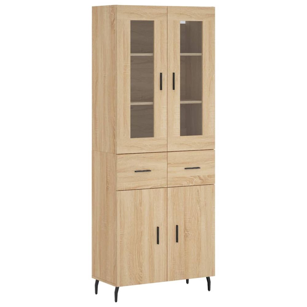 Buffet haut chêne sonoma 69,5x34x180 cm bois d'ingénierie