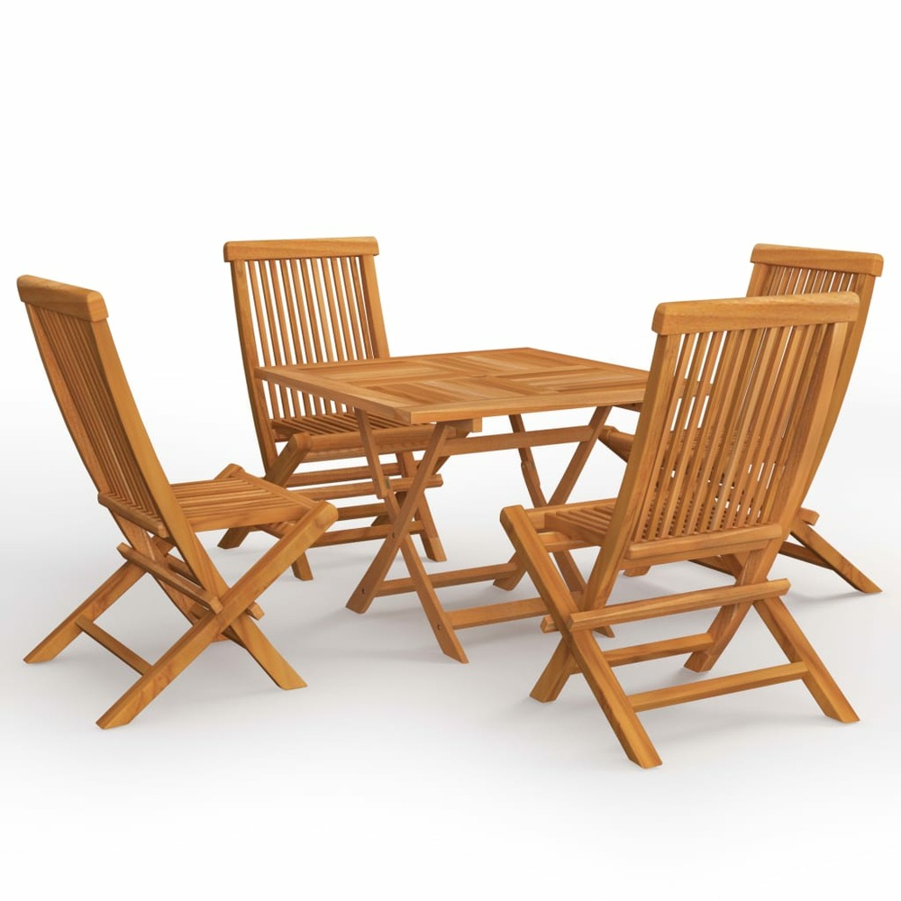 Salon de jardin meuble d'extérieur ensemble de mobilier 5 pièces bois de teck massif