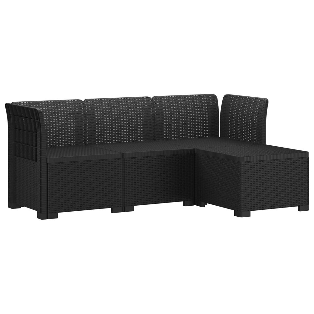 Canapé de jardin 4 places style rotin pp anthracite