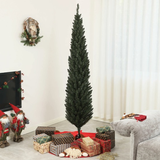 Sapin de noël artificiel, arbre de noël, base en acier, 390 branches épines, décoration de noël, ø 55 x 195h cm, vert