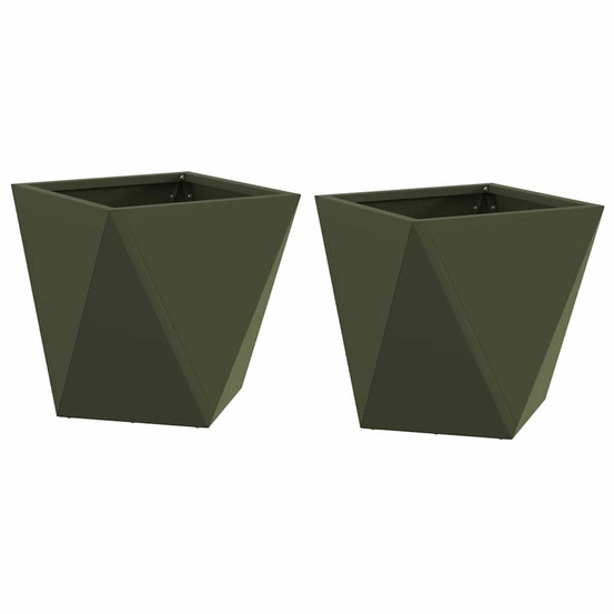 Jardinière d'extérieur 2 pcs vert olive 30 x 30 x 30 cm acier