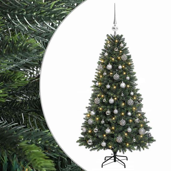 Arbre de noël artificiel avec boule 120 cm 150 led blanc chaud