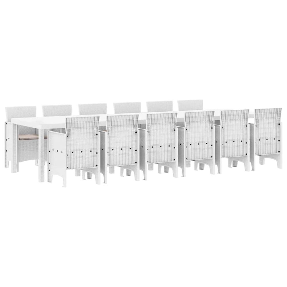 Ensemble de salle à manger pour jardin 13 pc blanc rattan polt