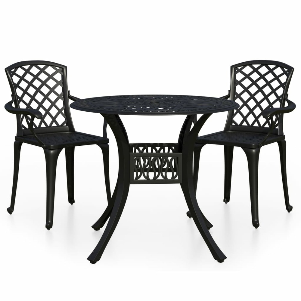 Ensemble de bistro 3 pcs aluminium coulé noir