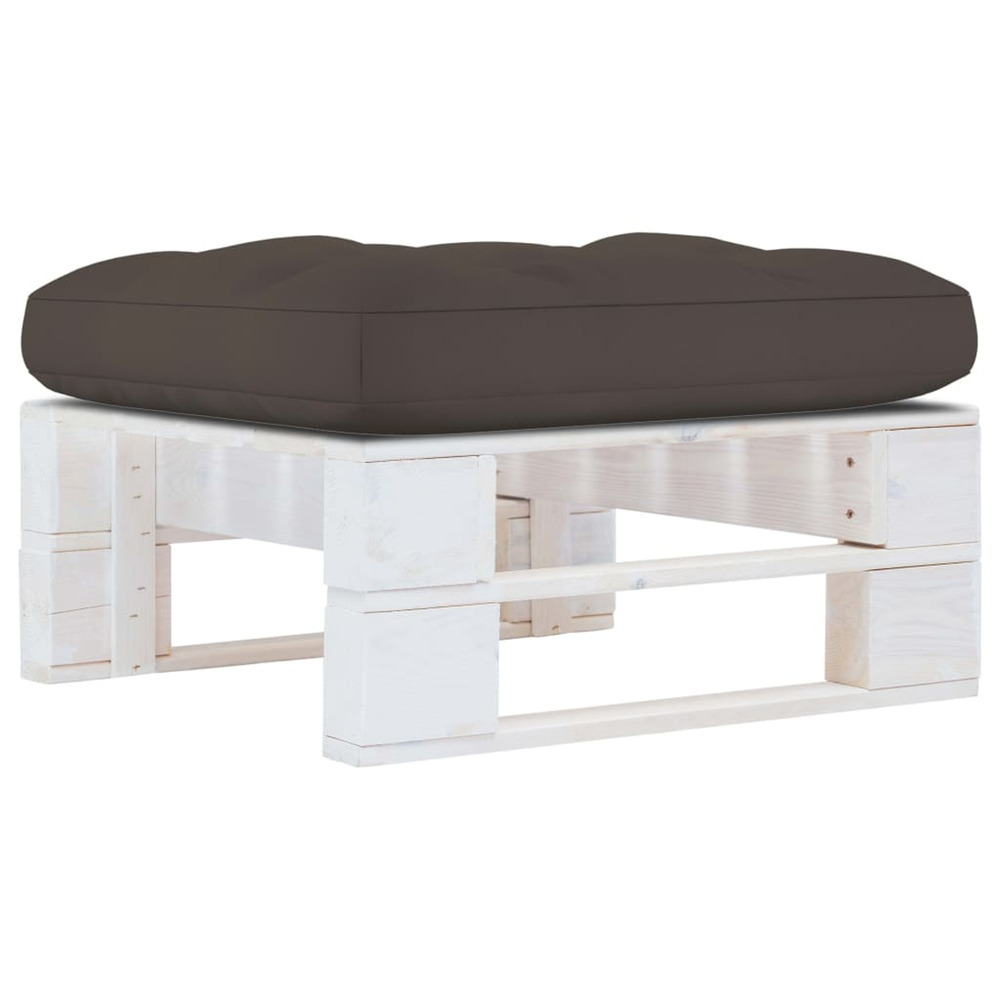 Pouf palette de jardin bois de pin imprégné de blanc