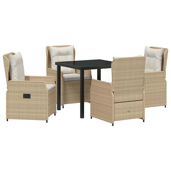 Ensemble de salle à manger pour jardin 5 pcs beige polyrotin