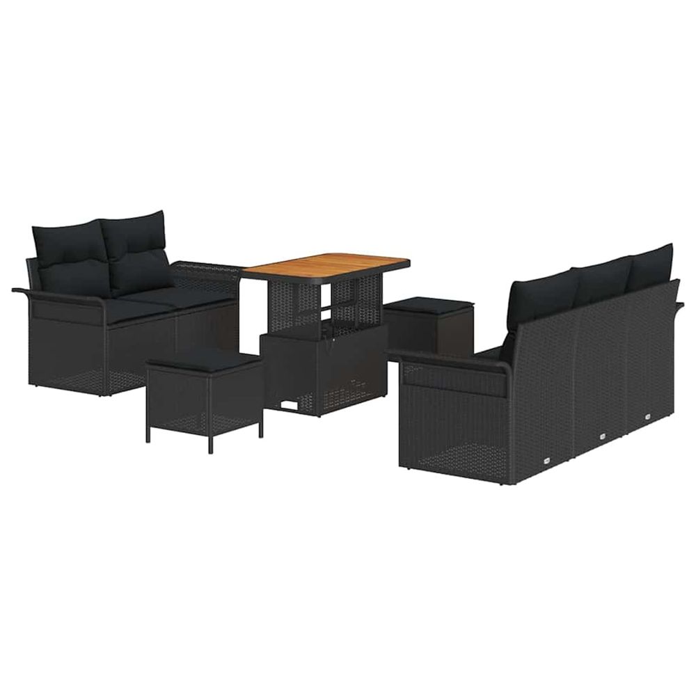 Ensemble de canapé de jardin 8 pc noir polyrotin