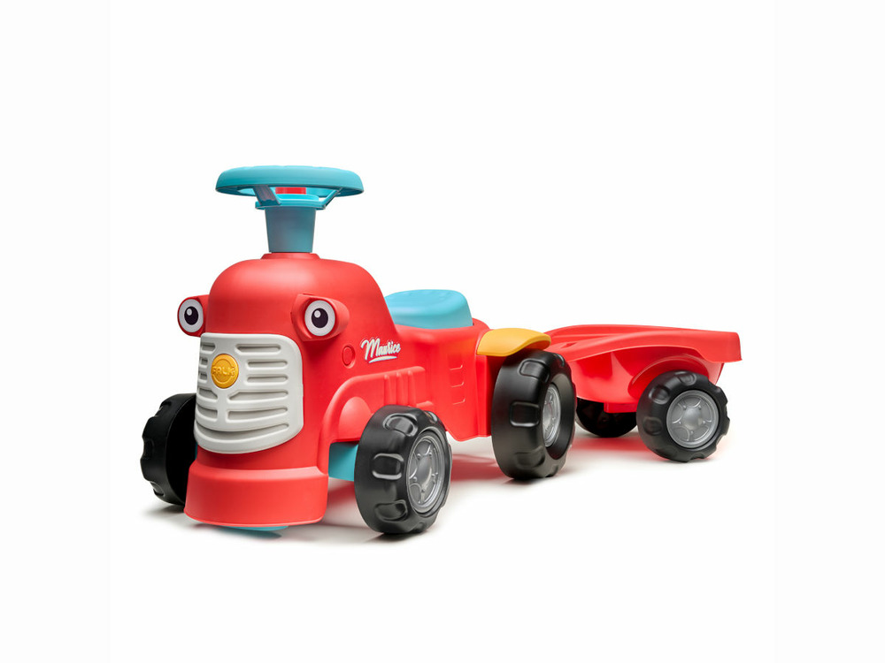 Porteur tracteur maurice rouge avec remorque 1 à 3 ans