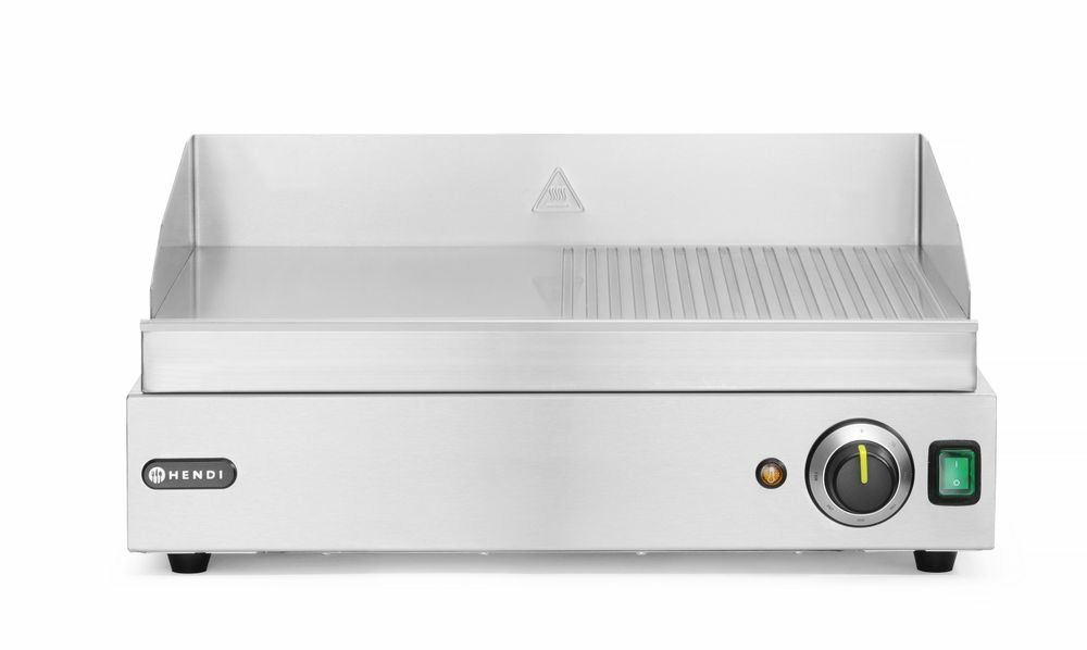 Grill moitié rainuré profi line 1/2 lisse 1/2 rainuré 230v/2400w 550x380x(h)240 mm - hendi