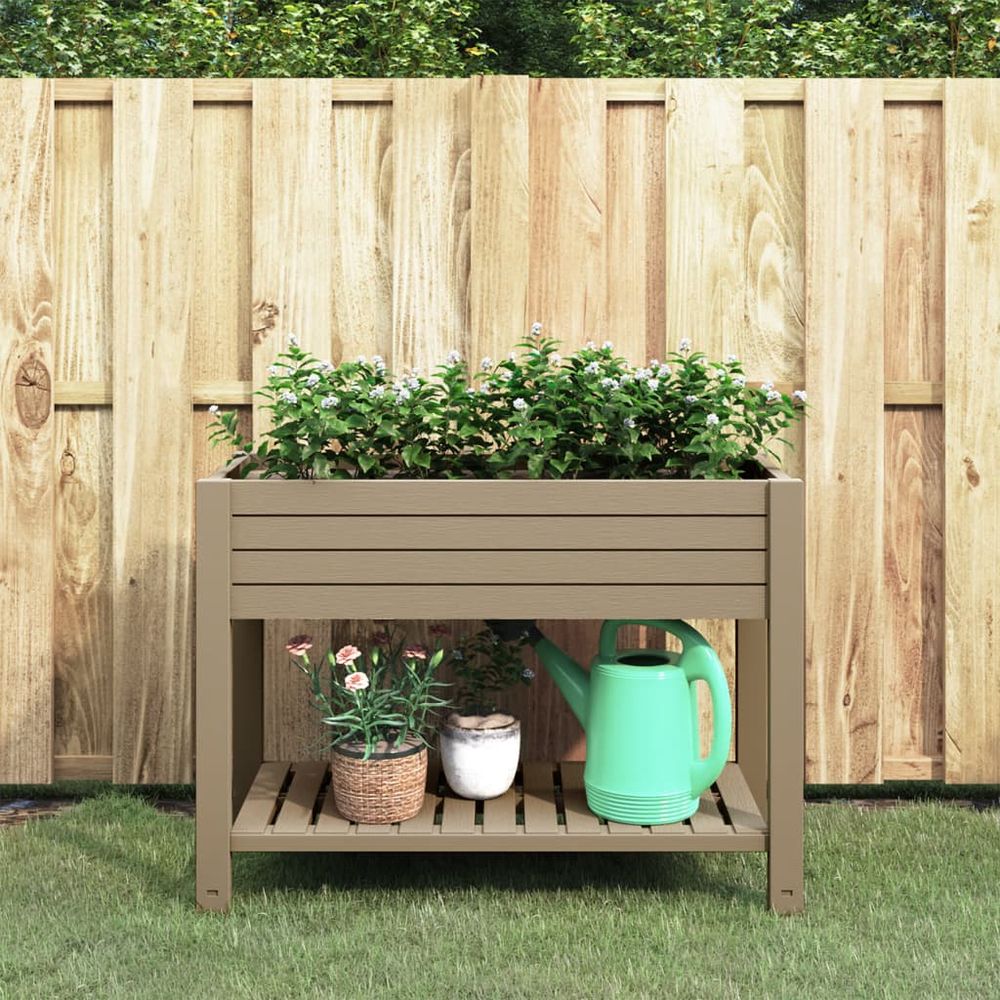 Jardinière sur pieds avec réserve d'eau et étagère polypropylène 110cm