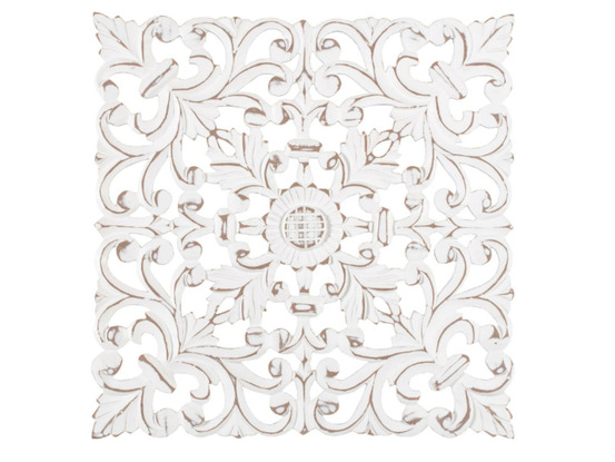 Décoration murale carrée médaillon bianci blanche