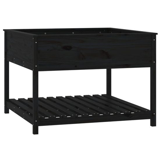 Jardinière d'extérieur et étagère noir 111,5x111,5x81 cm bois massif de pin