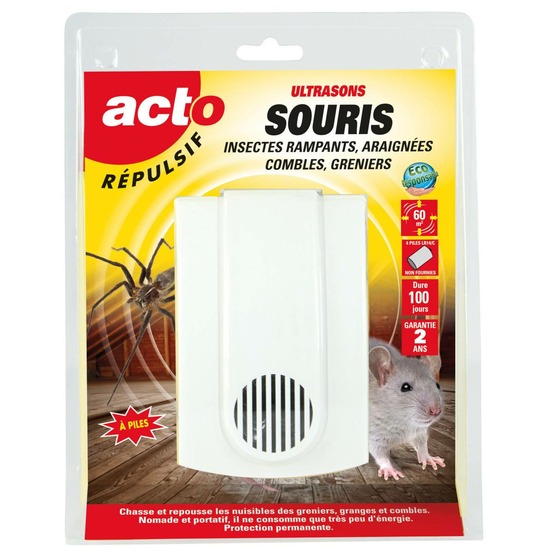 Retro répulsif ultrasons souris, insectes rampants, araignées spécial combles et