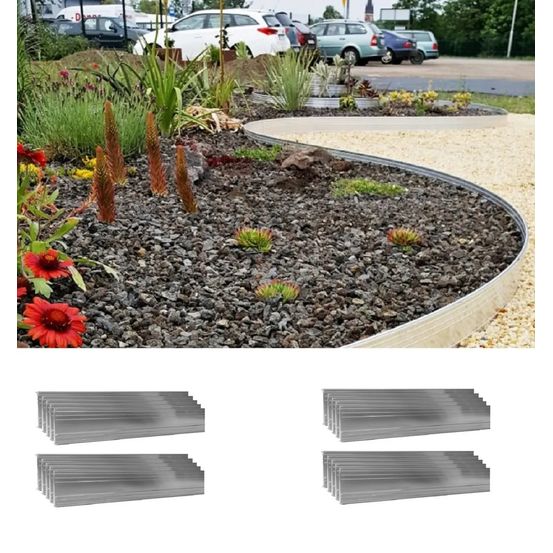 Jeu de 20 bordure de jardin en aluminium ultra solide 10cm x 1m (20m long) | bordure jardin | bordure jardin metal, sans couleur